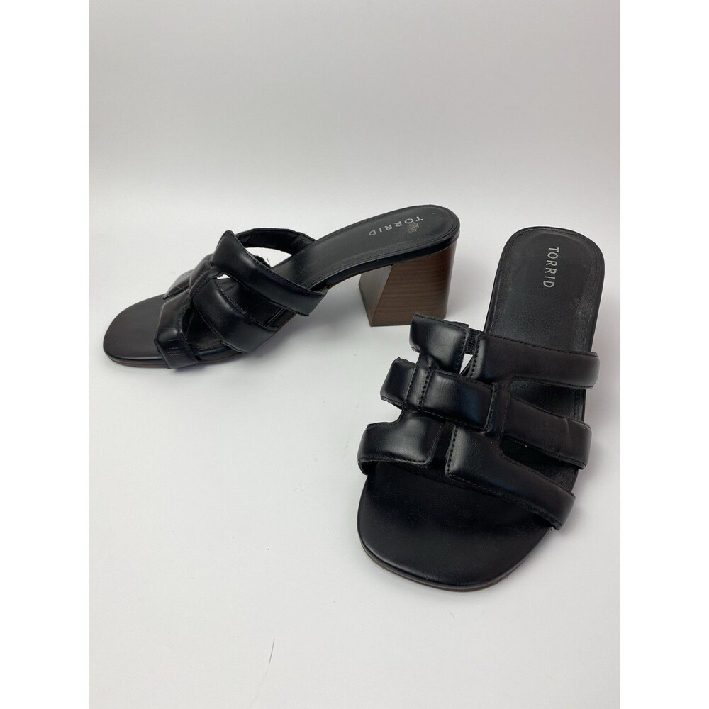Torrid Black Heel Slide Sandals 10.5 WW Extra Wide